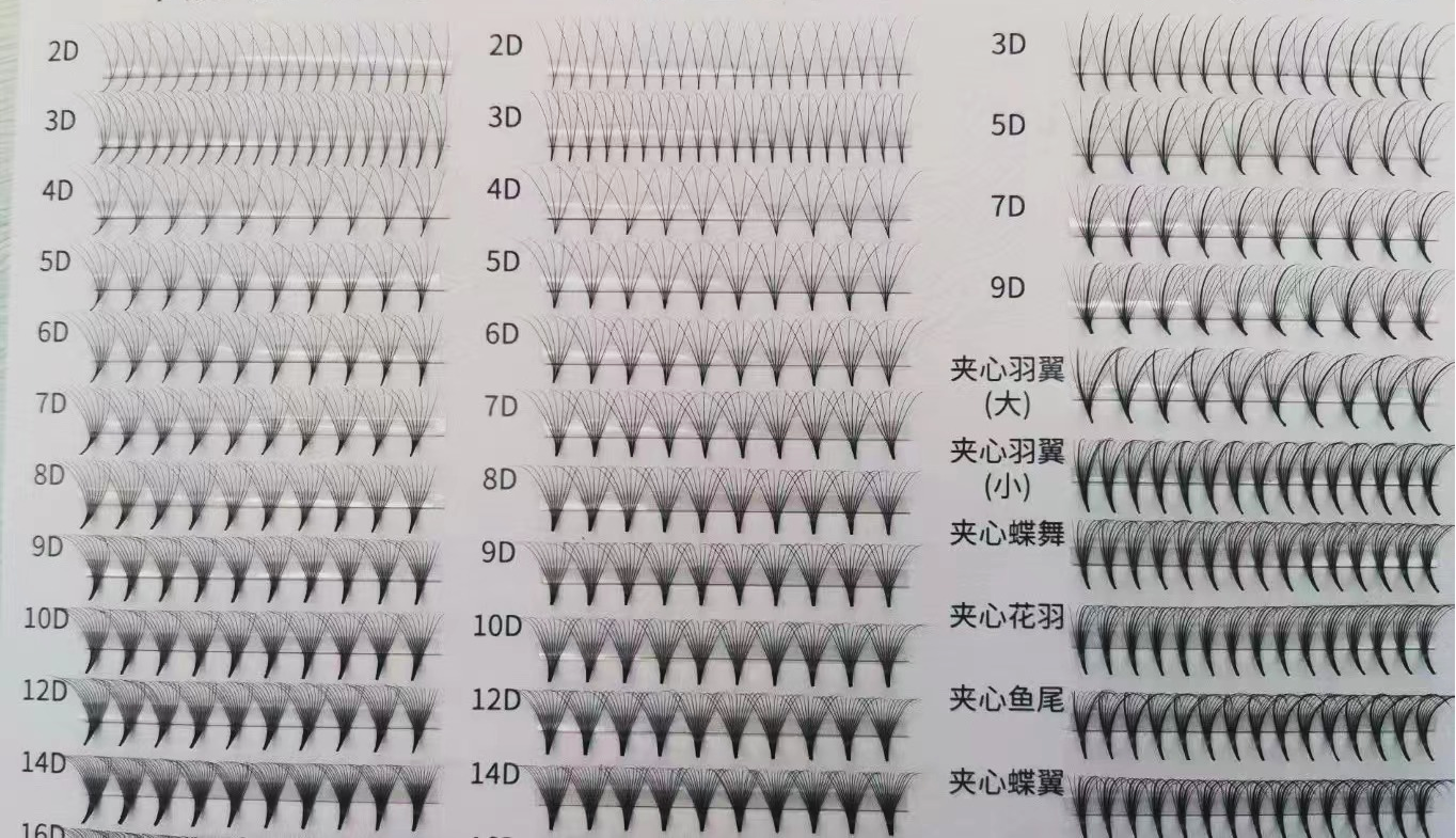 Premade volume lash fans မျက်တောင် 3d 4d 5d 6d 7d 8d 9d 10d ပင်စည်တို