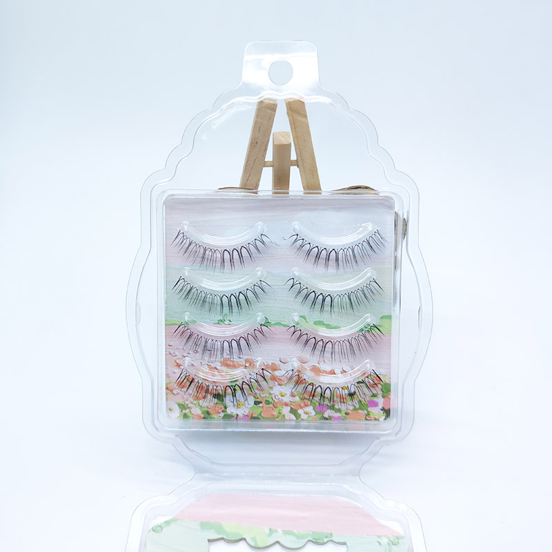 Natural Look False Lashes Strip Cross Clear Band 5-7mm Cross Eyelash JK1 အတွဲ 4 တွဲ