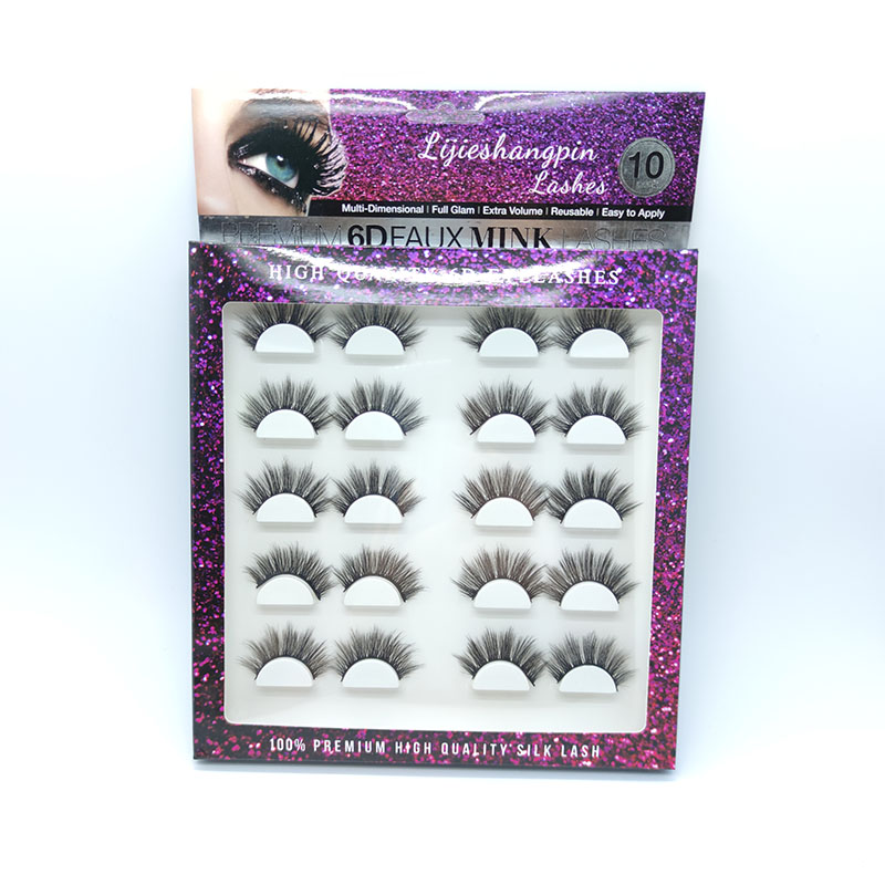 သဘာဝဇိမ်ခံပိုးသားကြိမ်ဒဏ် 100% Handmade 10 Pairs 5D Faux mink lashes